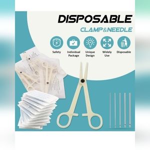 Body piercing needles and piercing clamp